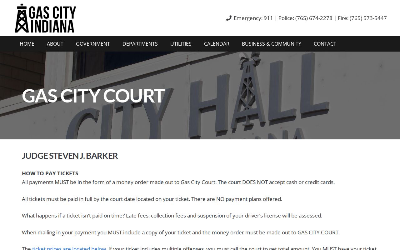 Official Gas City Court hours and ticket payment rules