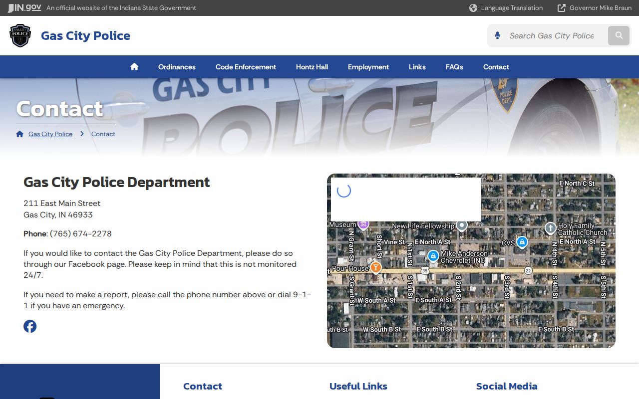 Grant County traffic warrant contact information for Gas City Police